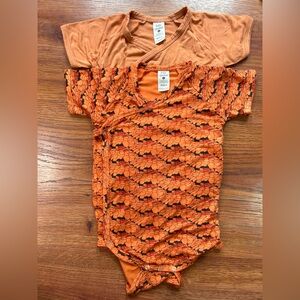 Set of 2 Vibrant Orange Short Sleeve Wrap Bodysuits by Kate Quinn